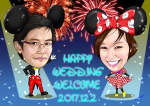 新作ウェルカムボード・ディズニー大好きご夫婦へ!絵を描く口腔外科医のハイクオリティウェルカムボード